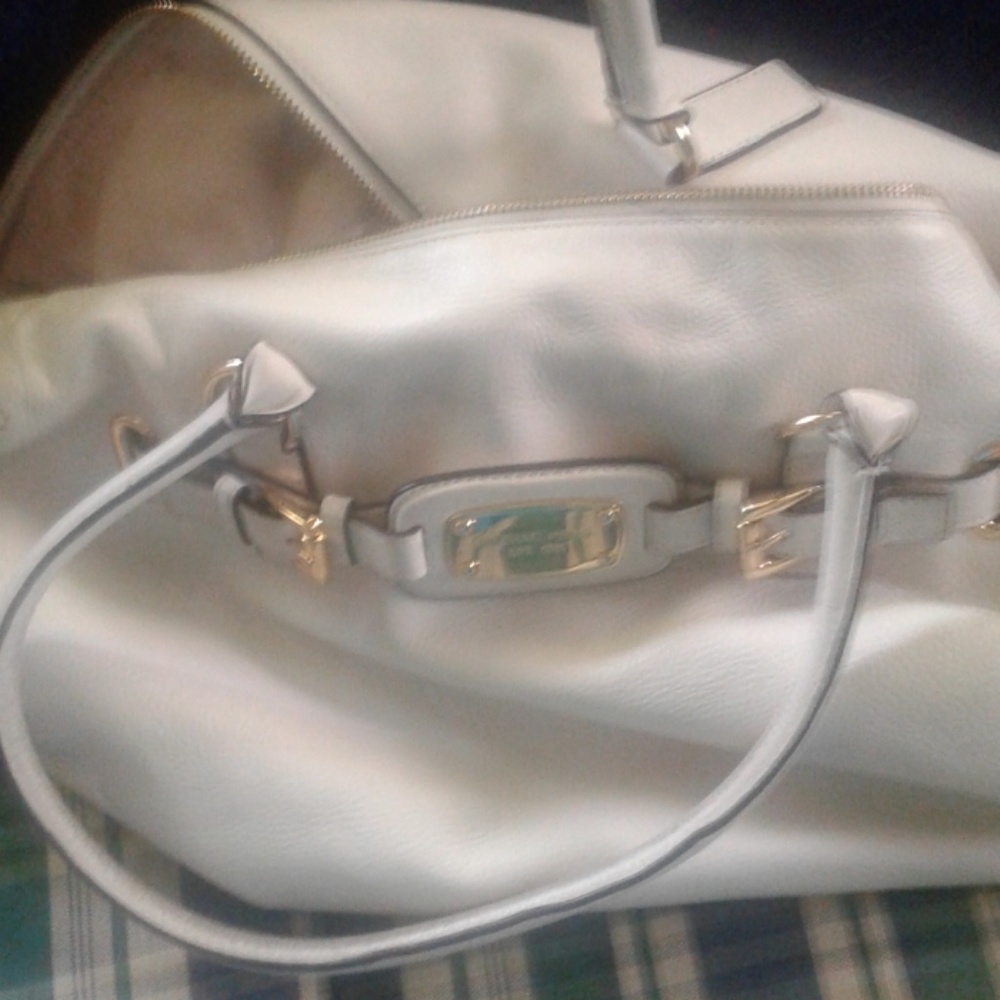 winter white michael kors large satchel shoulder b